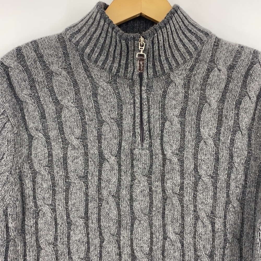 Danielle Blasi Made in Italy, Cable knit wool blend half zip sweater SZ M